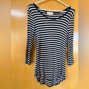 Pink Rose Navy and White Striped Long Sleeve Top